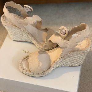 Marc Fisher suede nude wedges size 6.